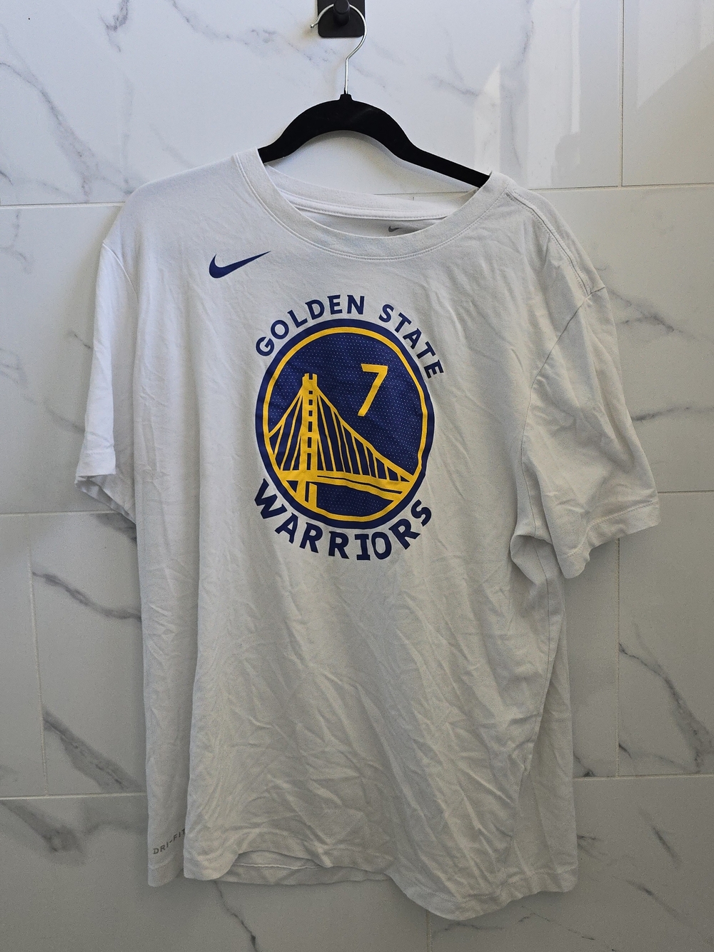 Nike Golden State Warriors GSW White Tee with Blue & Yellow Logo